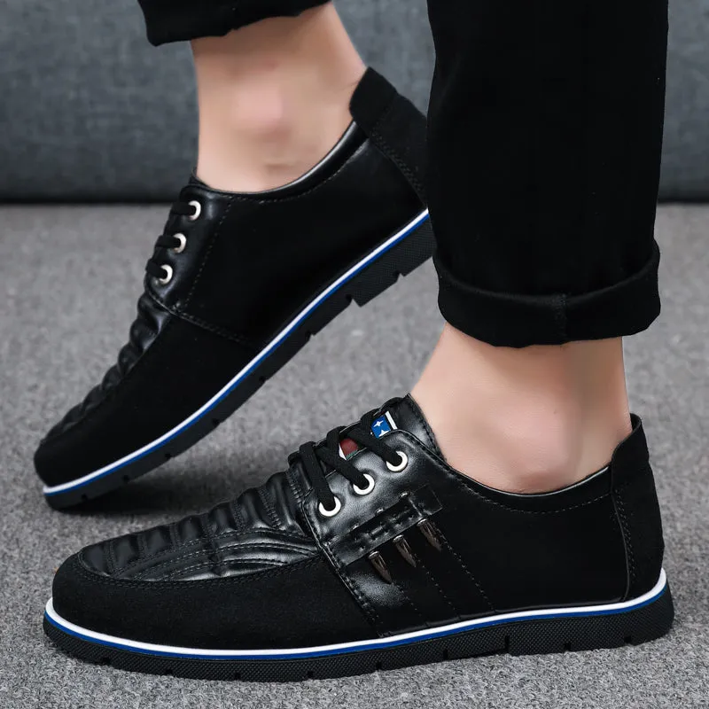 Men Casual Shoes Luxury Driving Flats Sneakers Shoes for Male Fashion Black Brown Leather Lace-up Business Work Office Dress