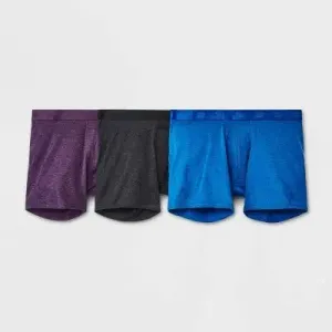 Men's Active 3pk Boxer Briefs - All in Motion Heathered Purple L