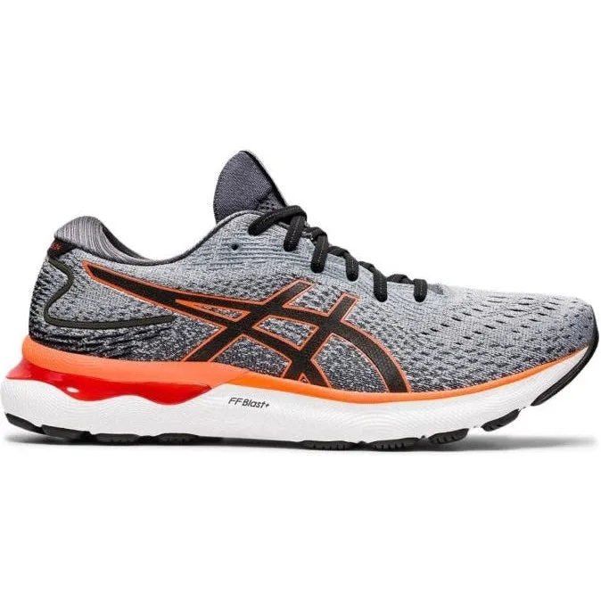 Men's Asics Gel-Nimbus 24, Sheet Rock/Shocking Orange, 10 2E Wide