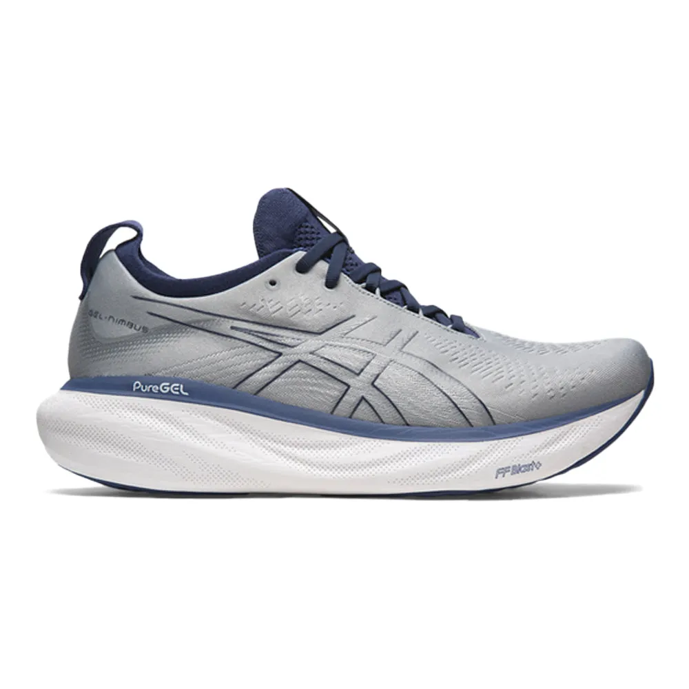 Men's Asics Gel-Nimbus 25, Sheet Rock/Indigo Blue, 10.5 2E Wide