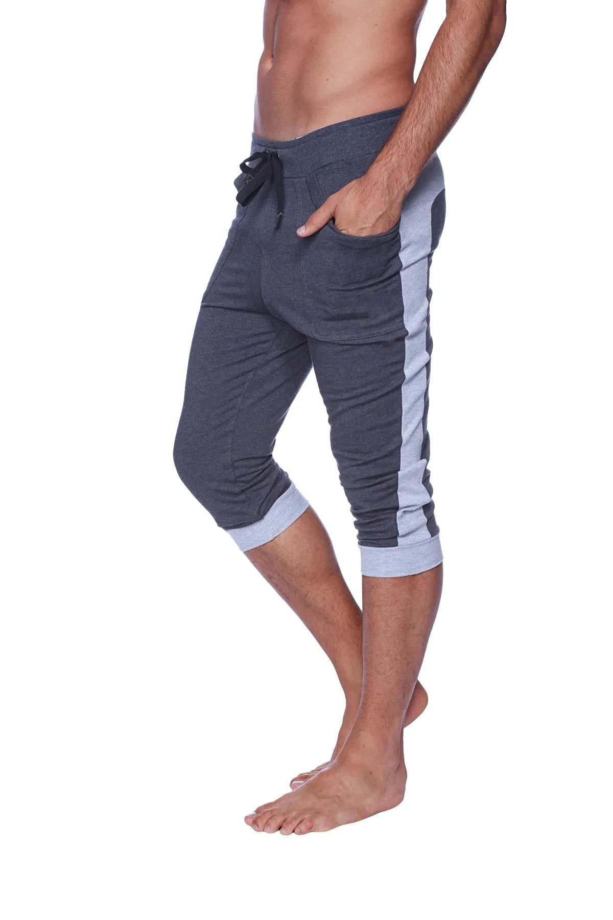 Mens Cuffed Yoga Pants (Charcoal w/Heather Grey)