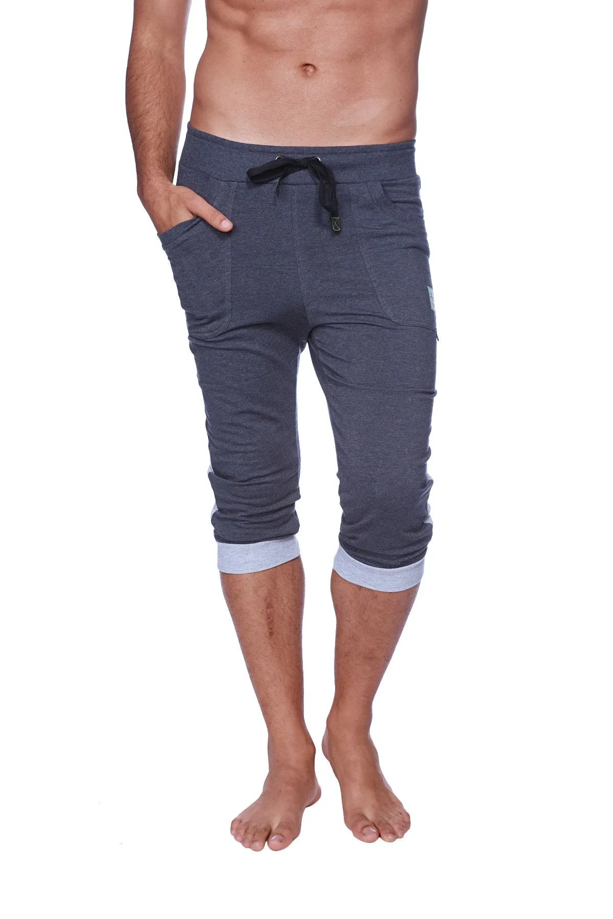 Mens Cuffed Yoga Pants (Charcoal w/Heather Grey)