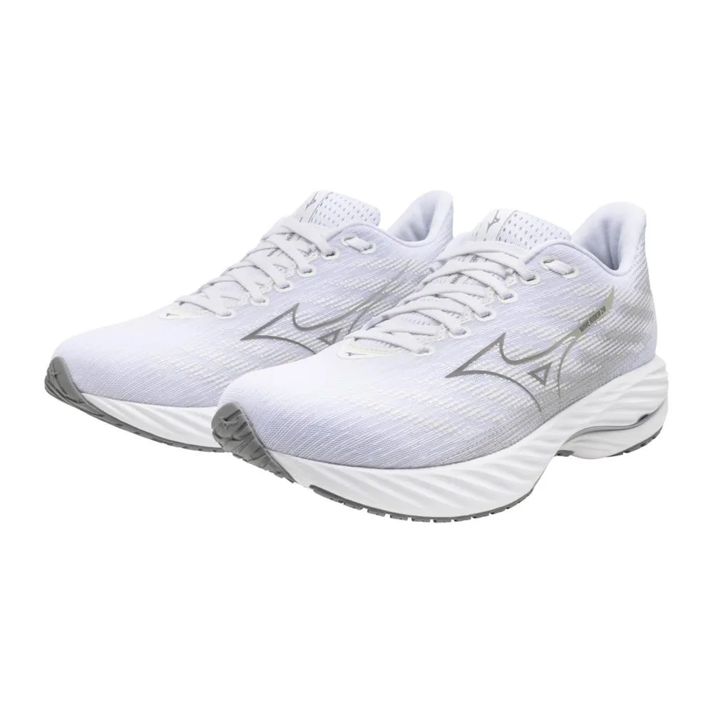 Men's Mizuno Wave Rider 28 Running Shoe in White Ultimate Grey