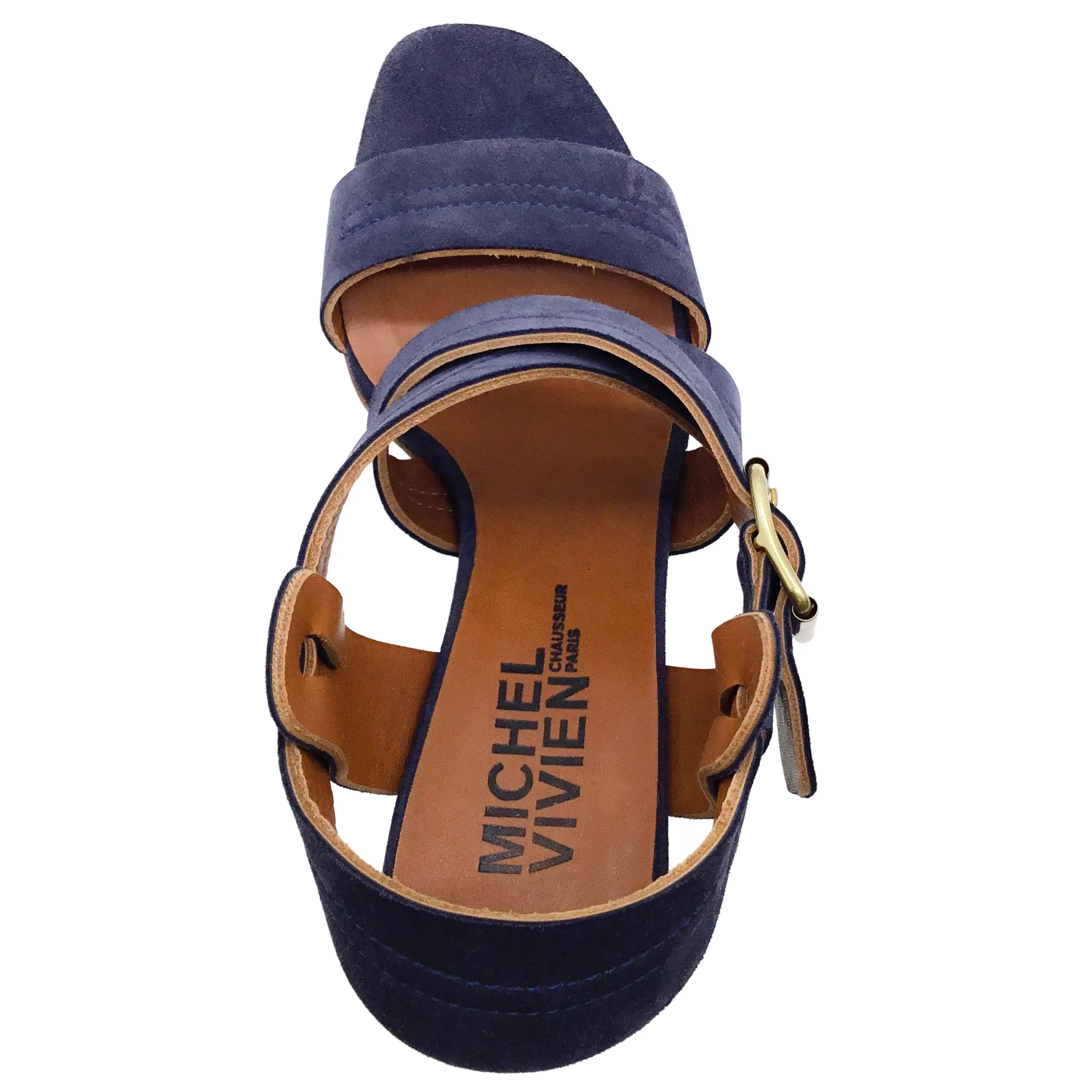 Michel Vivien Blue Suede Camina Sandals