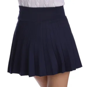 Minnie Rose Pleated Knit Skort - Navy