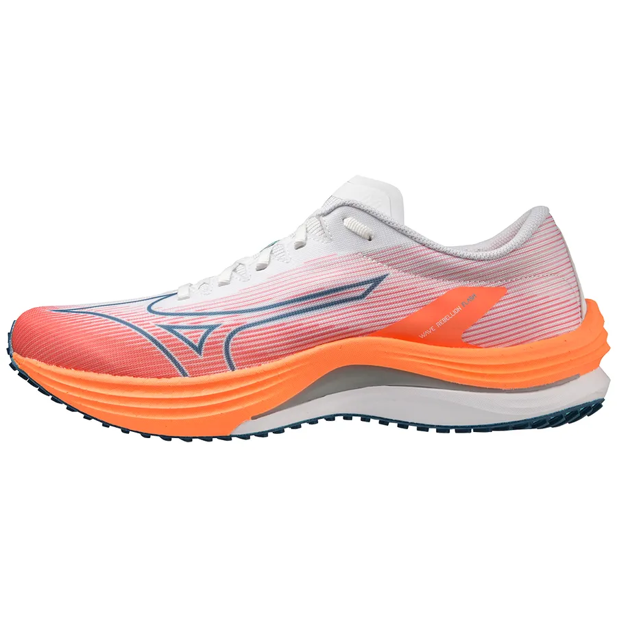 Mizuno Men's Wave Rebellion Flash - White/Silver/Light Orange