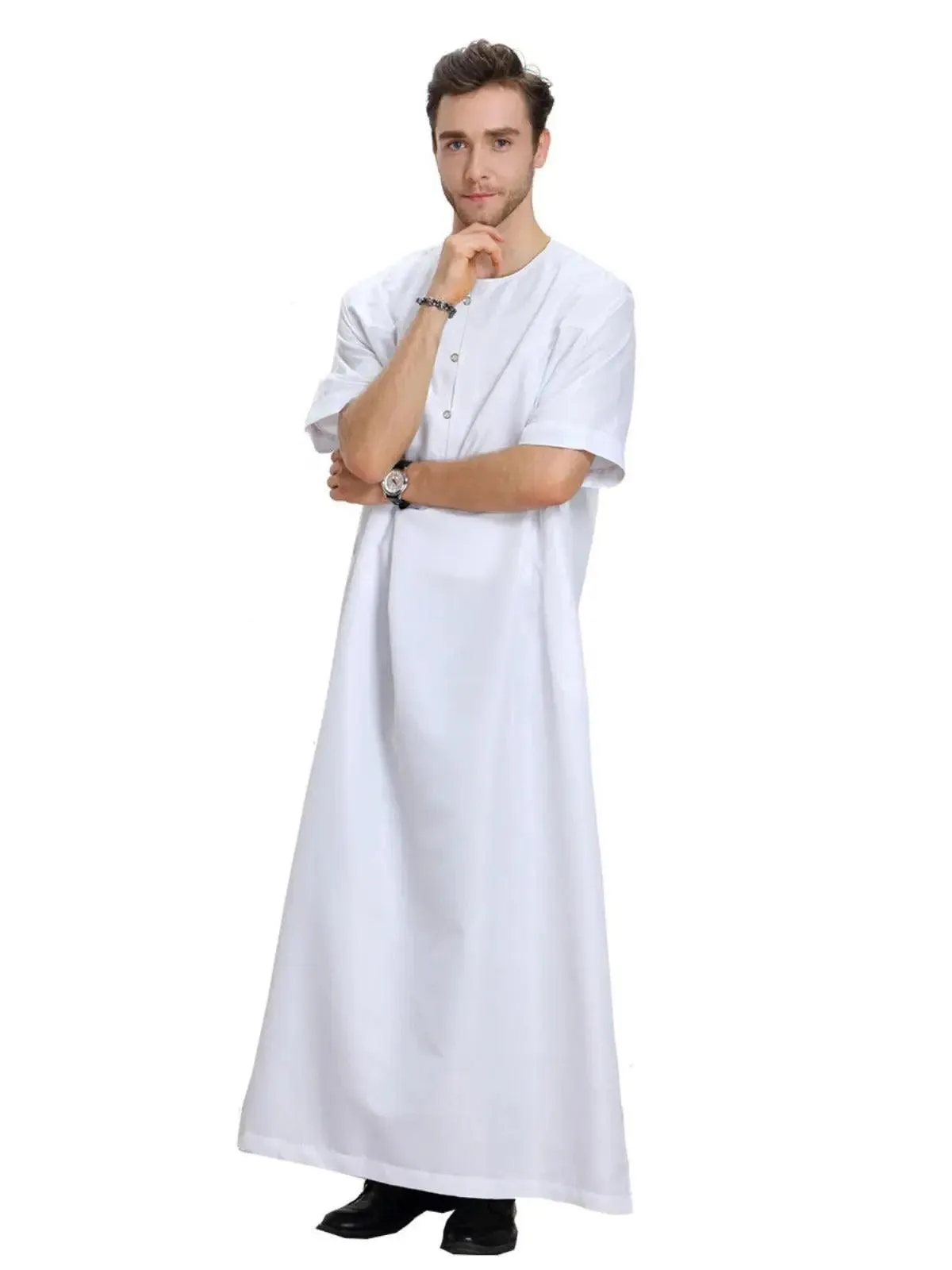 MT003 Stay Cool and Comfortable in Our thobe 3/4 Sleeve Robe