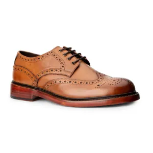 Muirfield Brogue Shoe Rubber Sole - Burnished Tan by Hoggs of Fife