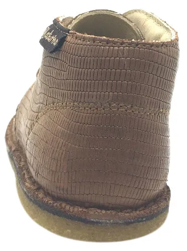 Naturino Boy's 9152 Tan Alligator Design Leather Lace Up Ankle Boot