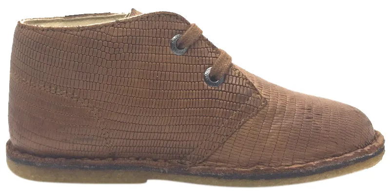 Naturino Boy's 9152 Tan Alligator Design Leather Lace Up Ankle Boot