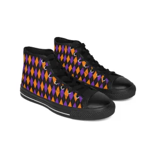 Orange Black and Purple Pattern Women's Classic Sneakers