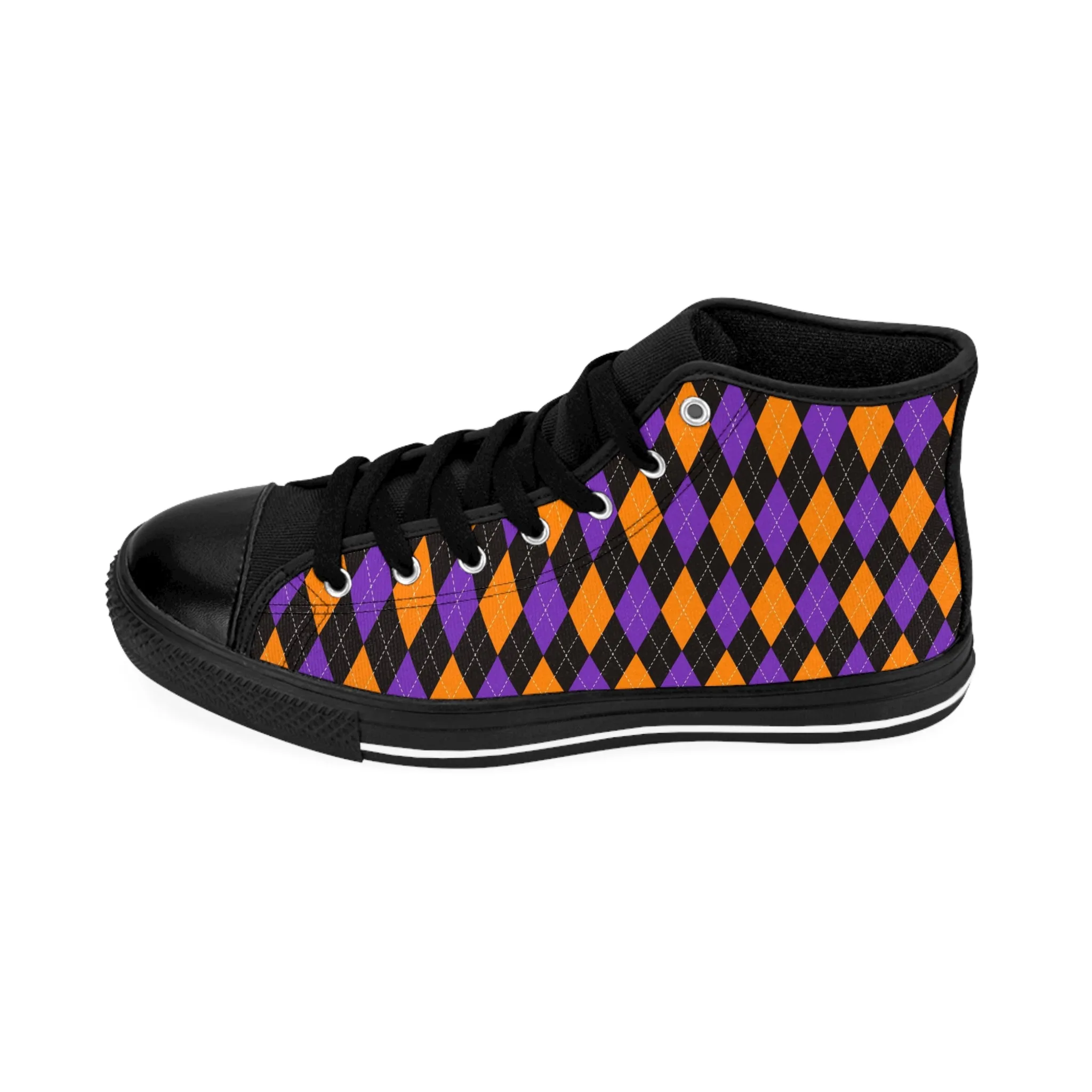 Orange Black and Purple Pattern Women's Classic Sneakers