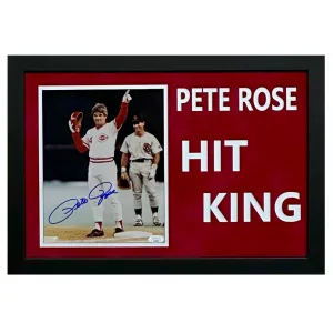 Pete Rose Hand Signed & Framed Cincinnati Reds Hit King 8x10 Photo (JSA)