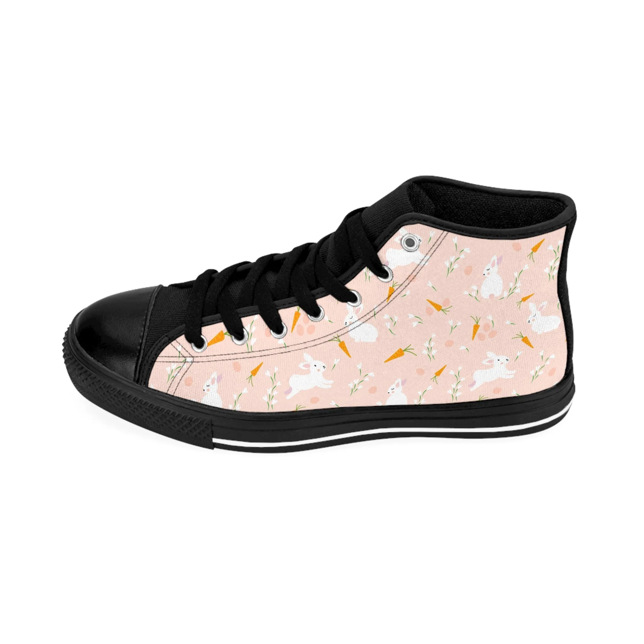 Pink Bunny with Carrot Women's Classic Sneakers