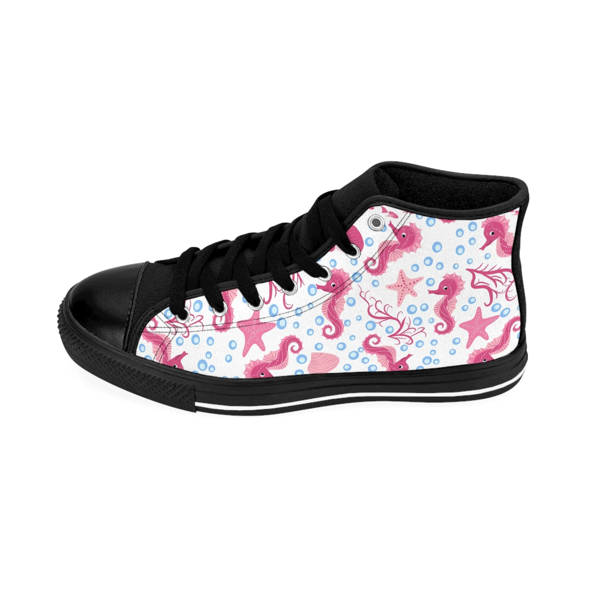 Pink Seahorse and Starfish Women's Classic Sneakers