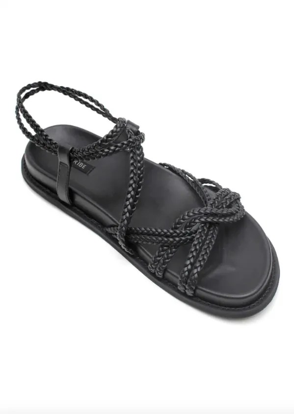 Plaited Sandal Black