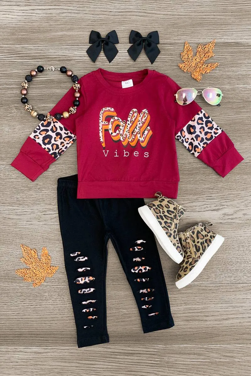 "Fall Vibes" Distressed Legging Set