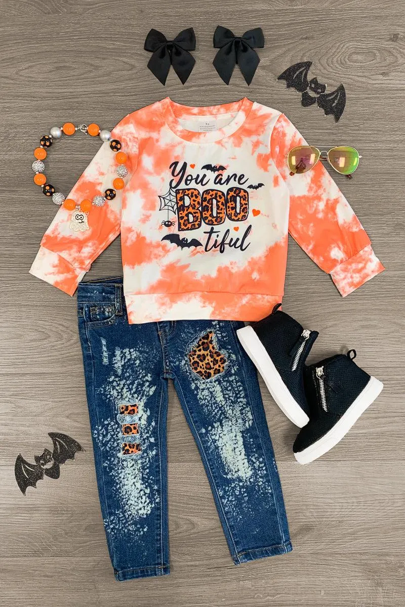 "You Are Bootiful" Orange Denim Pant Set