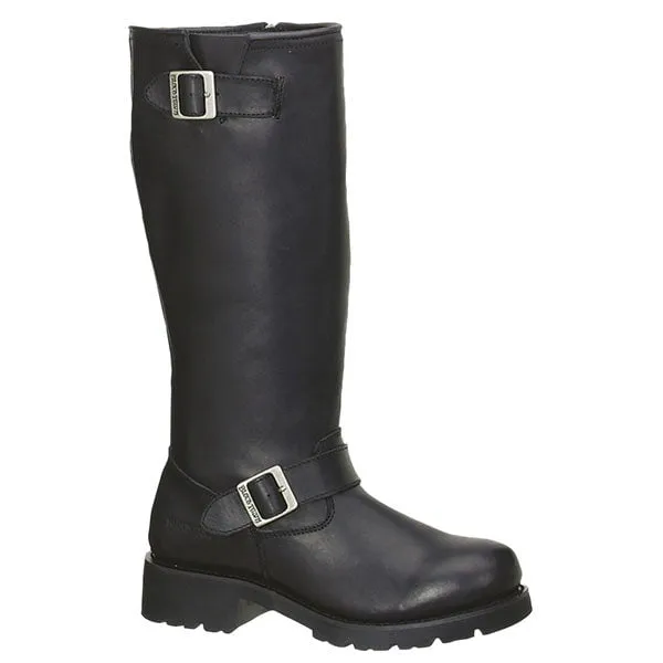 RideTecs Mens Black 16in Engineer Biker Boot Full Grain Leather