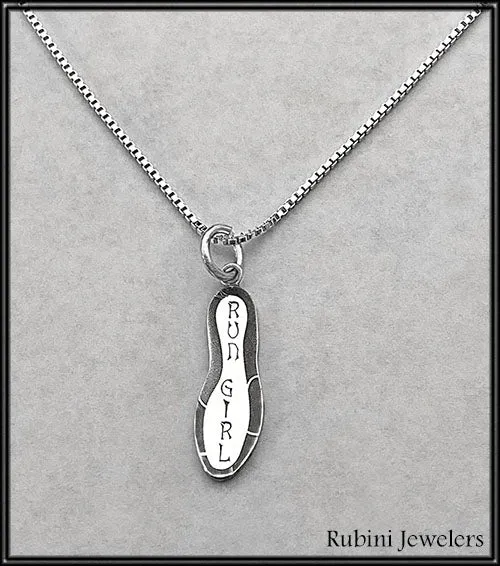 Shoeprint Laser Engraved with "RUN GIRL" Pendant