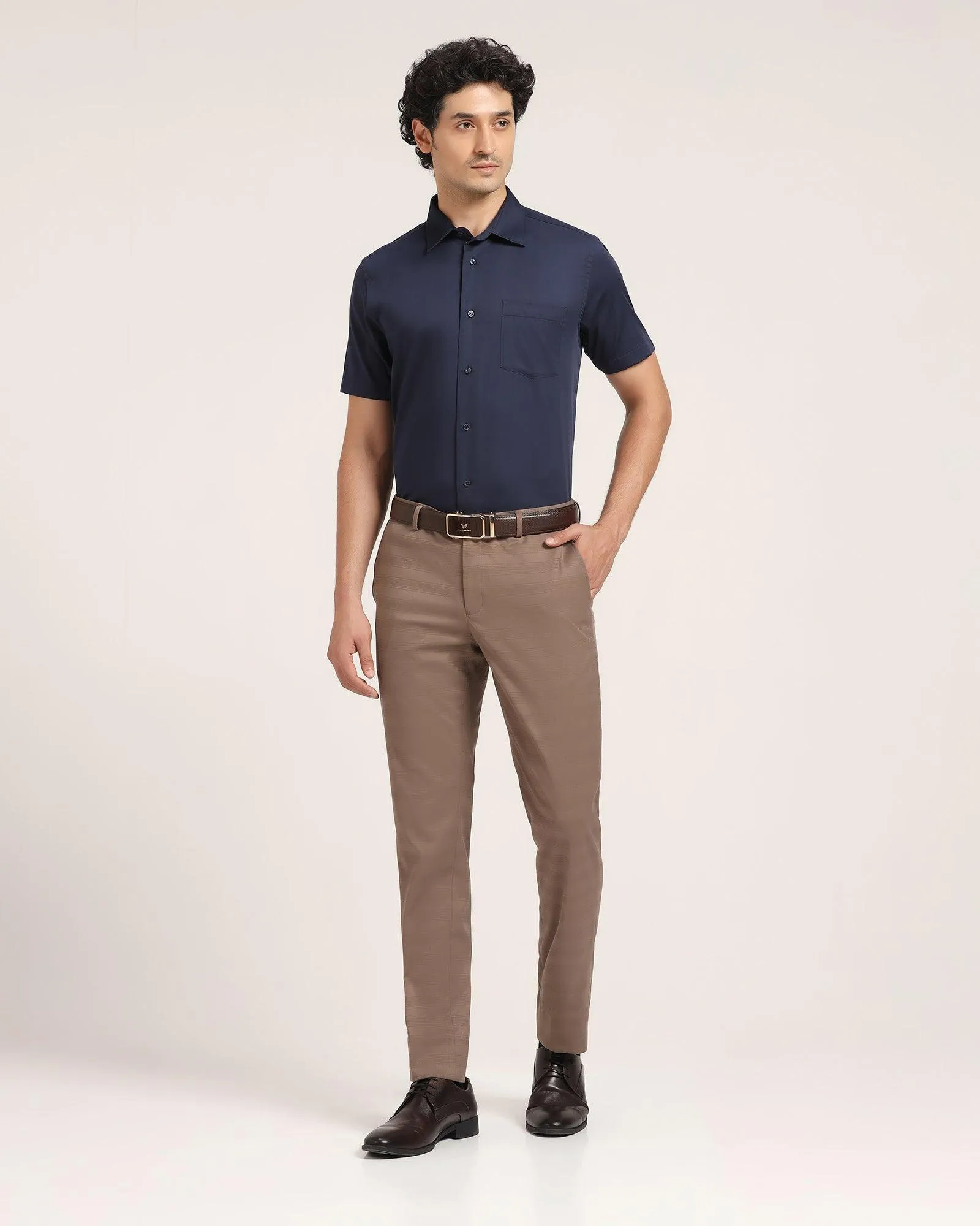 Slim Fit B-91 Formal Brown Striped Trouser - Ben