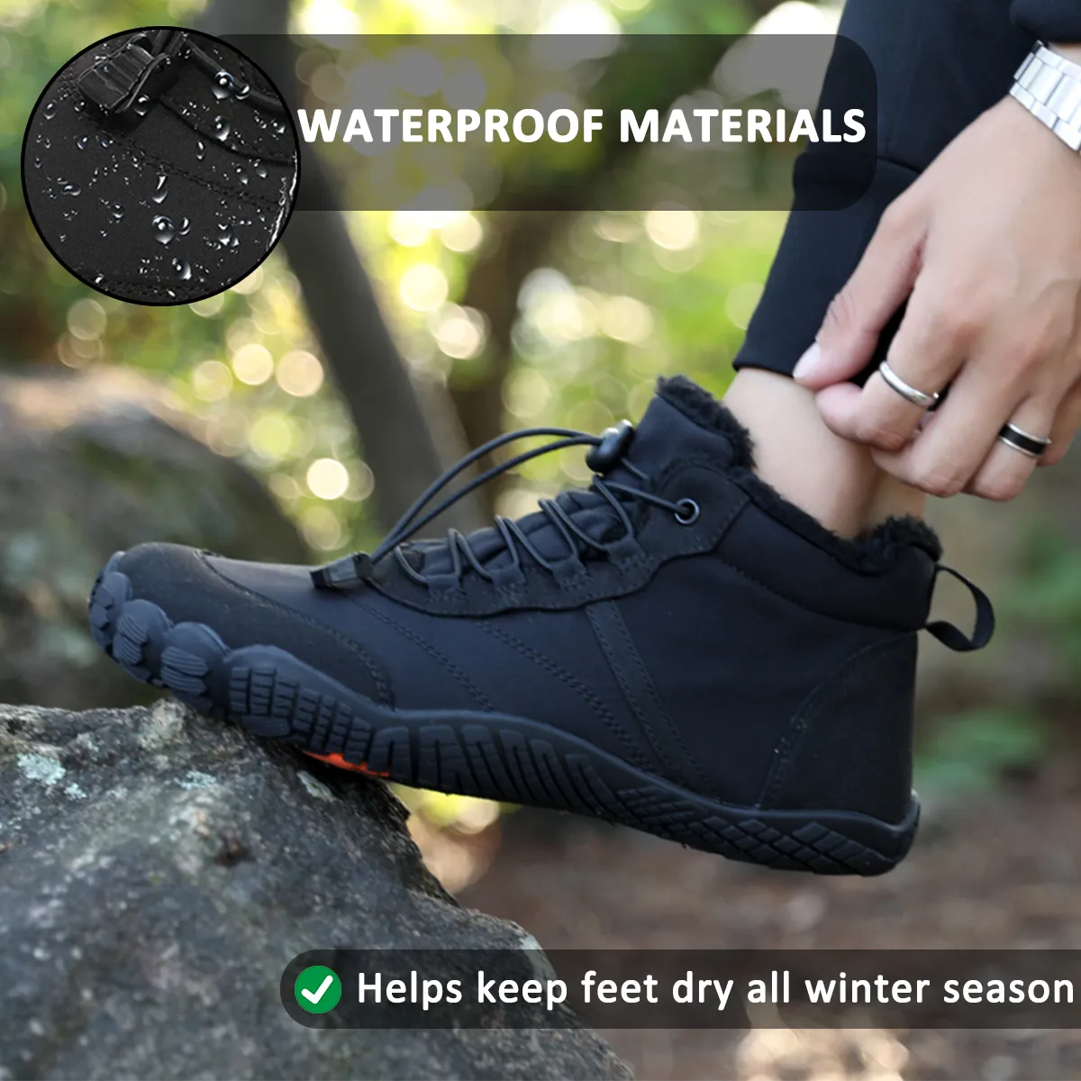 Snow Boots Winter Outdoor Camping Mountaineering Wear-Resistant Plus Velvet Warm Shoes Hiking Shoes Footwear Non-slip & Waterproof Winter Barefoot Shoe (Unisex)