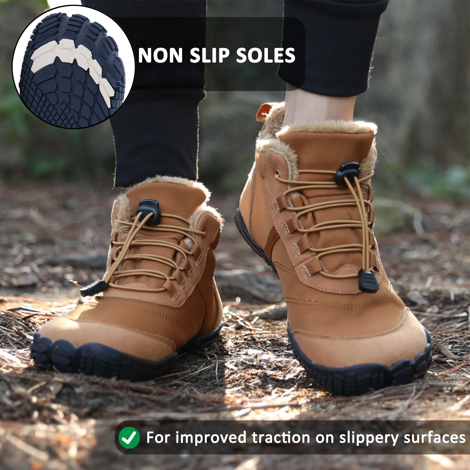 Snow Boots Winter Outdoor Camping Mountaineering Wear-Resistant Plus Velvet Warm Shoes Hiking Shoes Footwear Non-slip & Waterproof Winter Barefoot Shoe (Unisex)