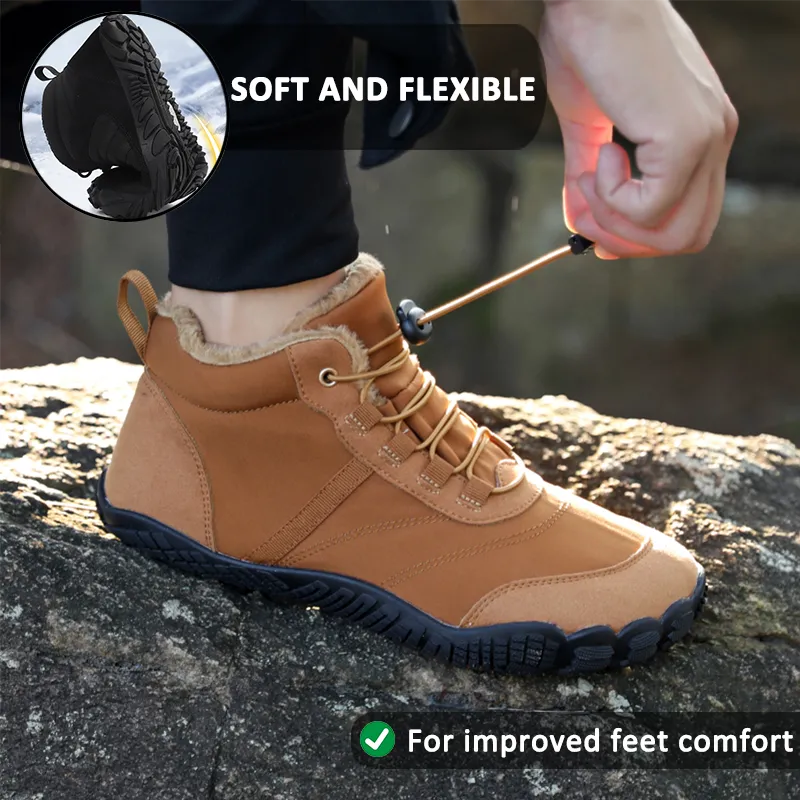 Snow Boots Winter Outdoor Camping Mountaineering Wear-Resistant Plus Velvet Warm Shoes Hiking Shoes Footwear Non-slip & Waterproof Winter Barefoot Shoe (Unisex)