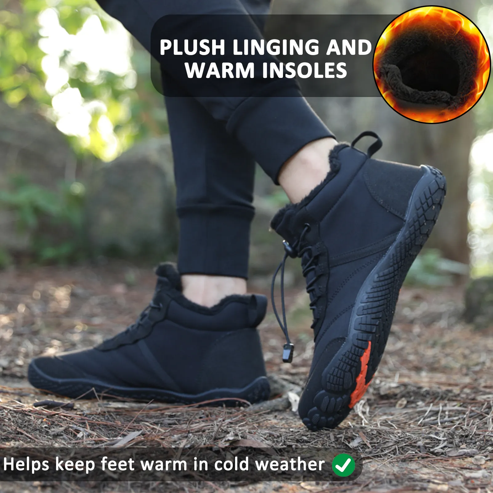 Snow Boots Winter Outdoor Camping Mountaineering Wear-Resistant Plus Velvet Warm Shoes Hiking Shoes Footwear Non-slip & Waterproof Winter Barefoot Shoe (Unisex)