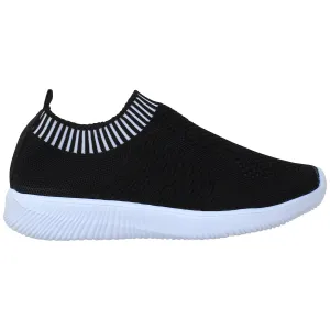 SOBEYO Women's Sneakers Running Shoes Striped Cuff Black