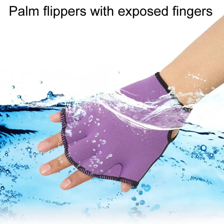 Swimming Training Duck Palm Webbing Multifunctional Snorkeling Gloves, Size: L(Purple)