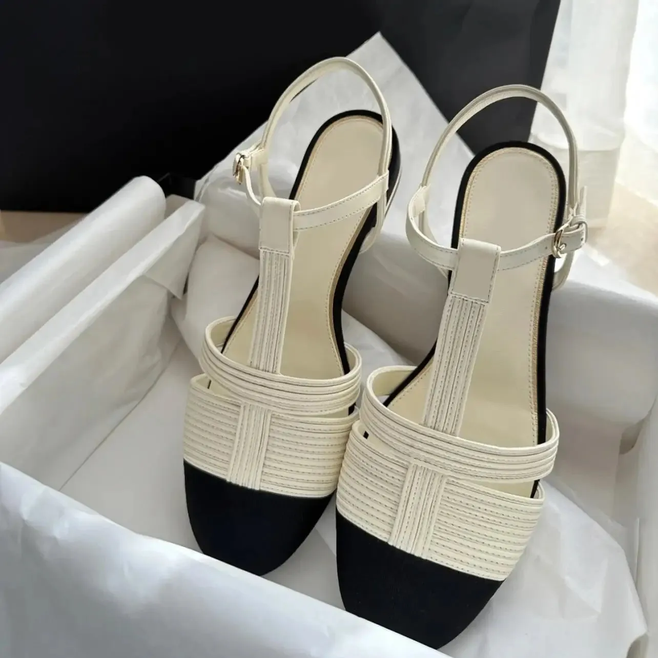 TAVIMART  -  Ladies Shoes with Low Heels Office Work Sandals for Women Closed Footwear White Summer Sandal Vintage Shoe Casual Wholesale