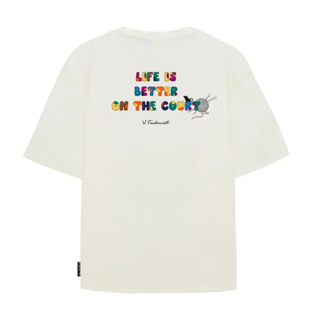 Technist TNT-5481 Cotton Like "Life Is Better On The Court" Unisex T-Shirt [Cream]