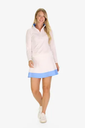 The Active Sherri Skort in White/Blue Sky Hem