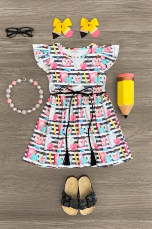 White Stripe School Supply Dress