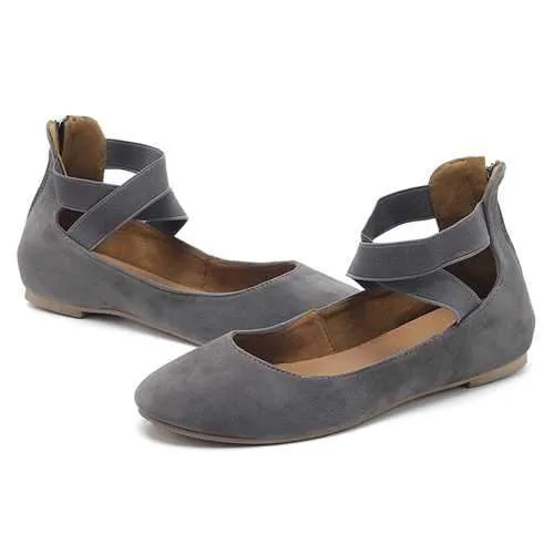 Women Casual Suede Flats Cross Shoes