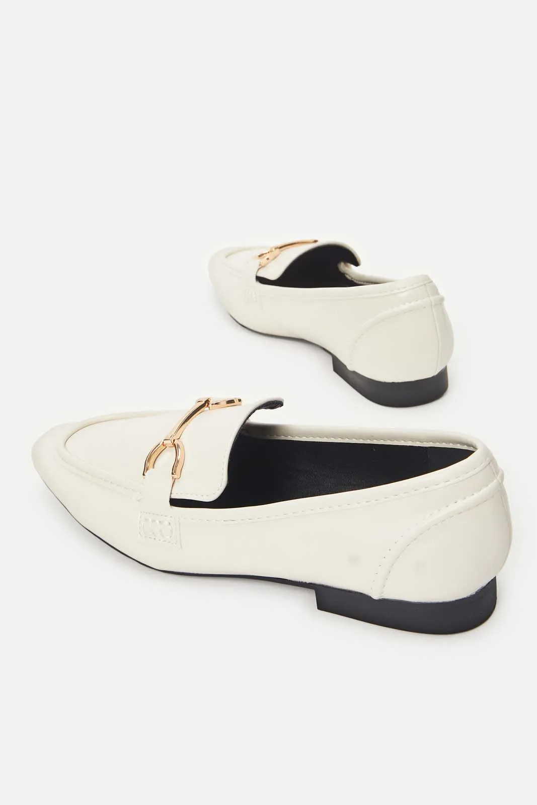 Women Ivory Loafer With Trim