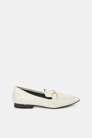 Women Ivory Loafer With Trim