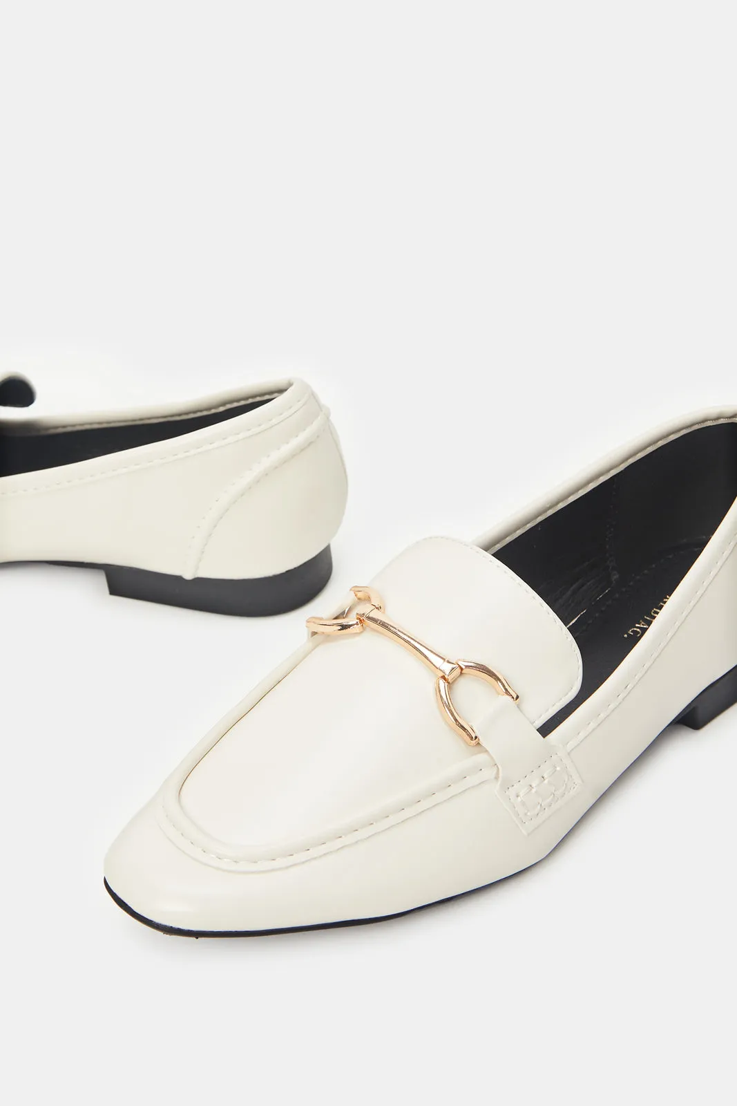 Women Ivory Loafer With Trim