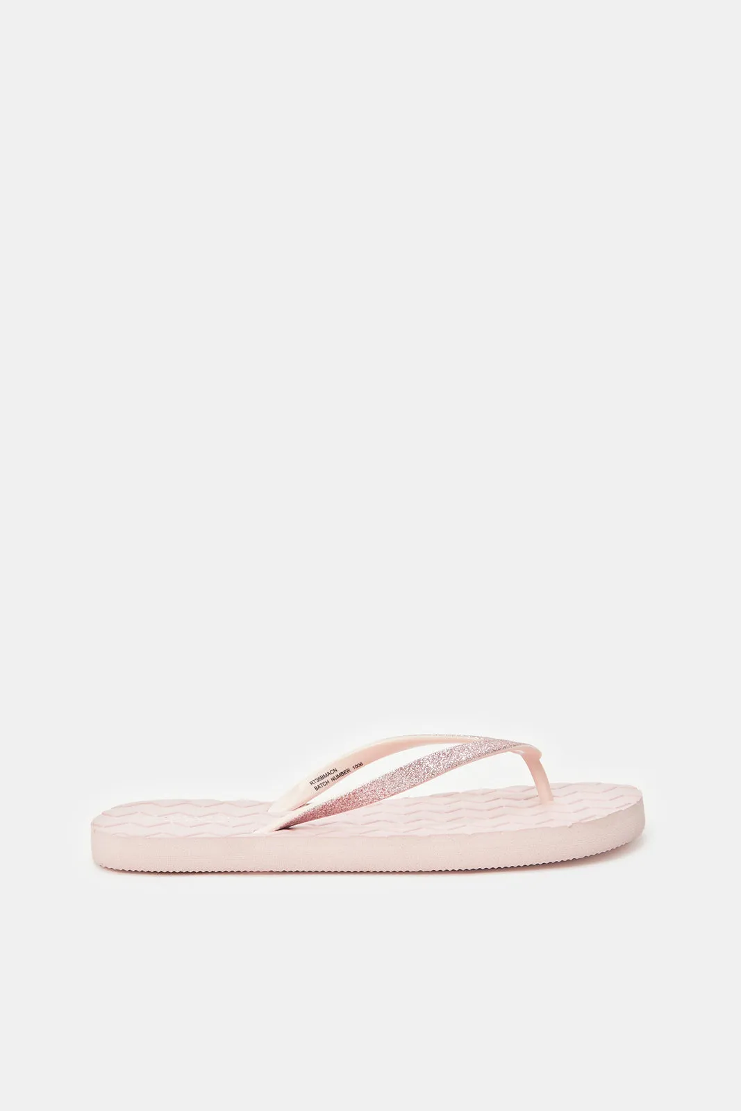 Women Pink Embossed Sock Flip Flop